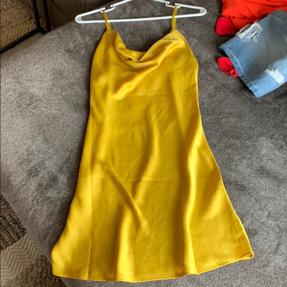Yellow slip dress